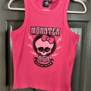 monster high Hot Pink Graphic Tank Top with Skull Logo